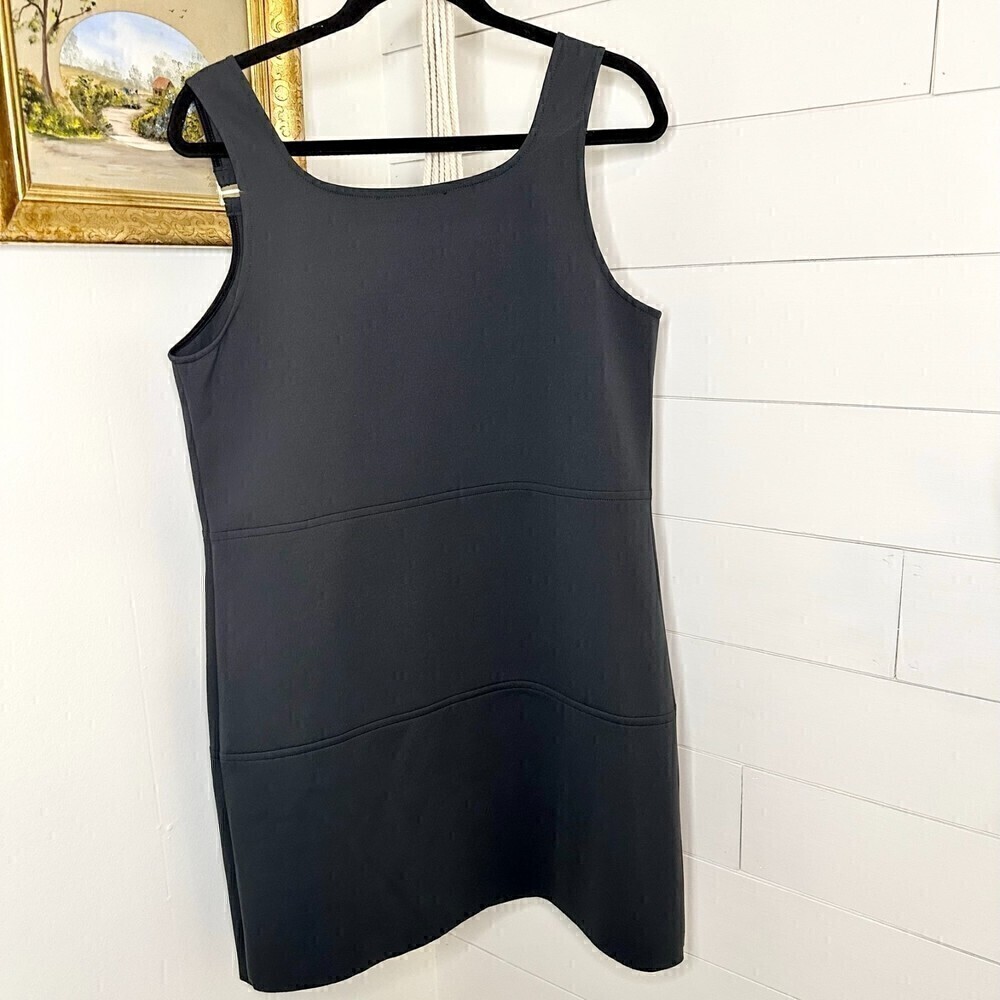 Shan Sofia Sheath Mini Dress Square Neck Anthracite Black 3D Jersey NWT Size 10 - Picture 9 of 16